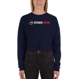 Women's Printed Sticker Status Crop-Hoodie