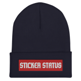 Classic Embroidered Sticker Status Cuffed Beanie