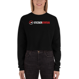 Women's Printed Sticker Status Crop-Hoodie
