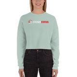 Women's Printed Sticker Status Crop-Hoodie